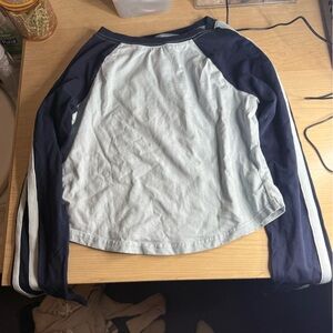 SHEIN Navy and Light Blue Long Sleeve Raglan Tee